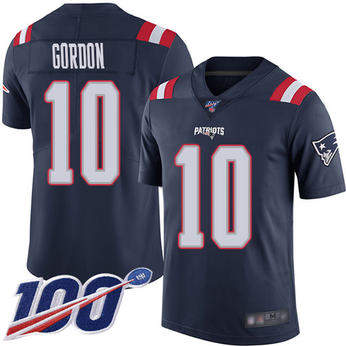 New England Patriots Football 10 100th Season Rush Limited Navy Blue Men Josh Gordon NFL Jersey